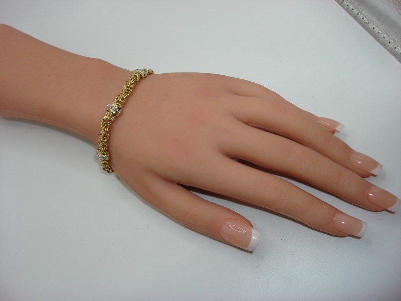 Diamonique Vermeil Sterling Silver Byzantine Bracelet