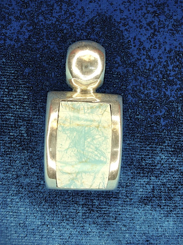ATI Mexico Sterling Silver Pendant with Blue and White Insert