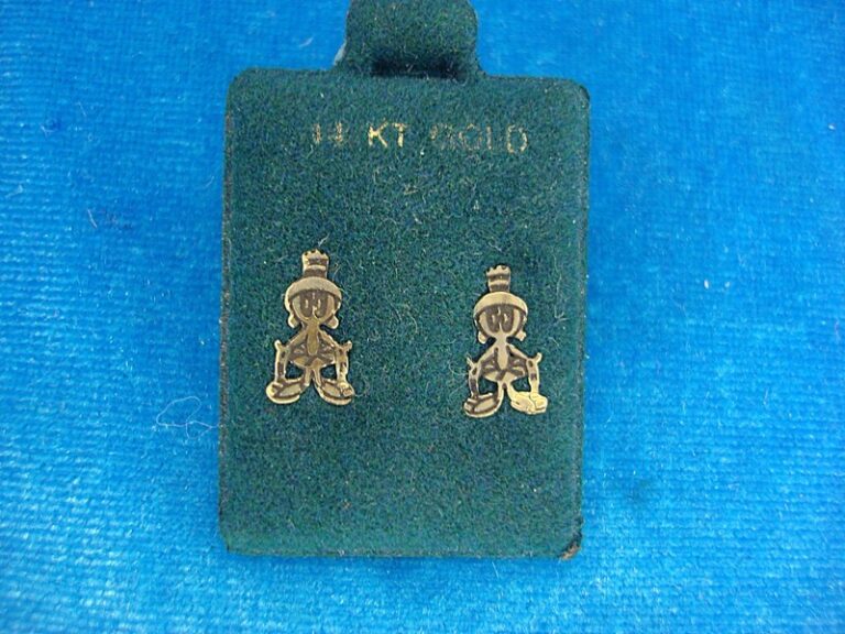 Vintage Marvin the Martian 14K yellow gold stud earrings