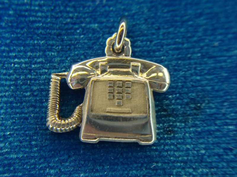 Vintage sterling silver push-button phone charm