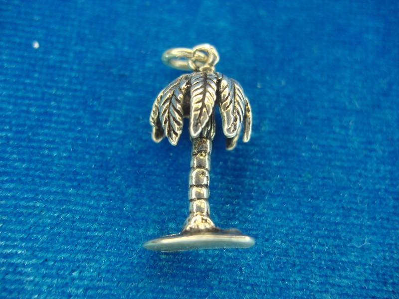 Vintage Sterling Silver Palm Tree Charm Pendant