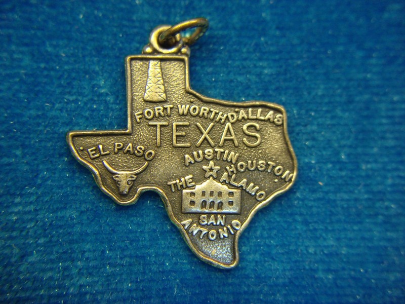 Vintage sterling silver Texas state charm pendant