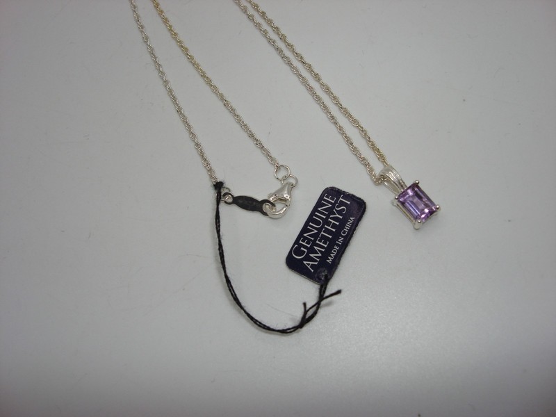 Sterling silver amethyst pendant necklace