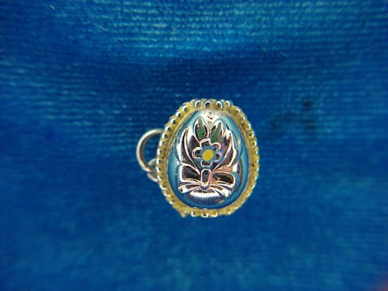 Vintage Sterling Silver Easter Egg Charm with Bunny Head