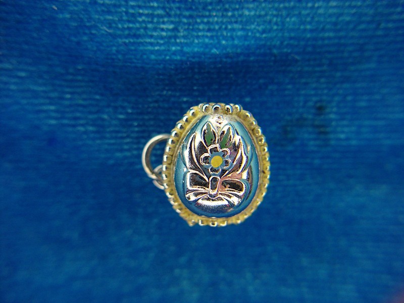 Vintage Sterling Silver Easter Egg Charm with Bunny Head