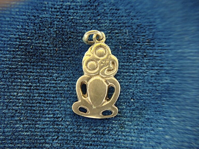Vintage Sterling Silver Maori Tiki Mask Charm Pendant