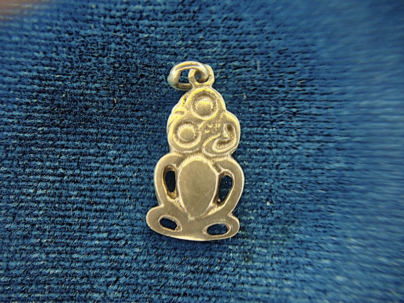 Vintage Sterling Silver Maori Tiki Mask Charm Pendant