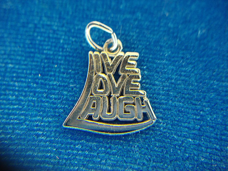 Sterling silver charm with the inscription 'LIVE, LOVE, LAUGH'