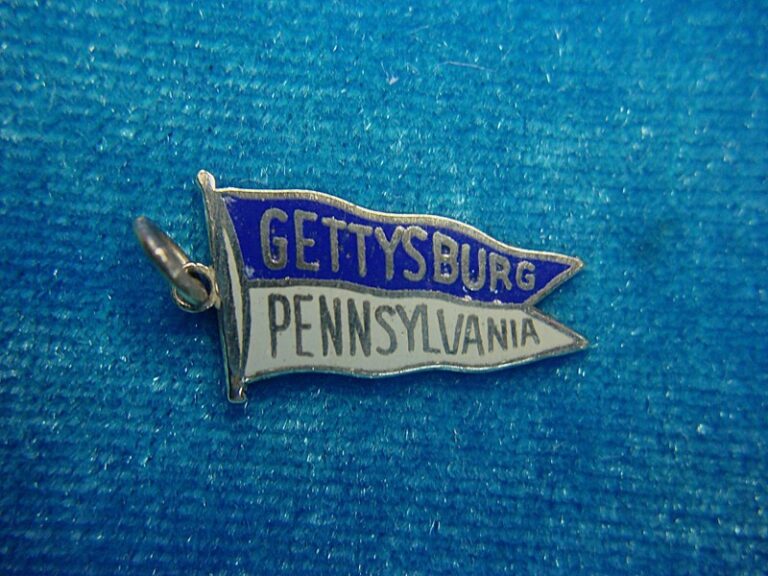 Vintage Sterling Silver Gettysburg, PA Charm with Blue/White Enamel