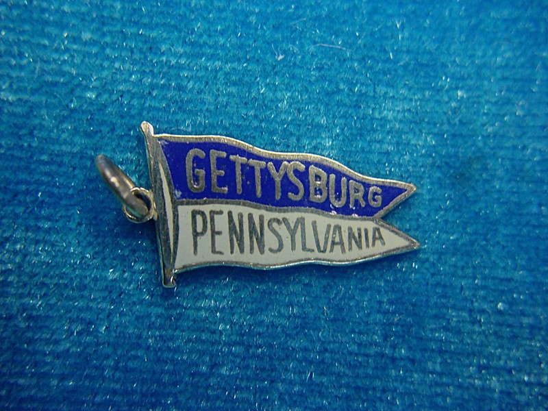 Vintage Sterling Silver Gettysburg, PA Charm with Blue/White Enamel