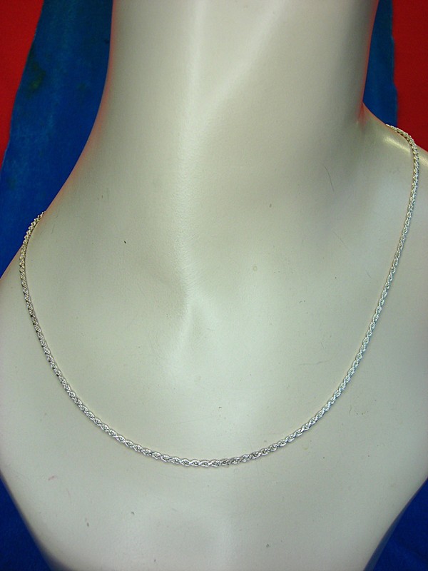 Sterling silver rope chain necklace, 20 inches, 1.7mm diameter