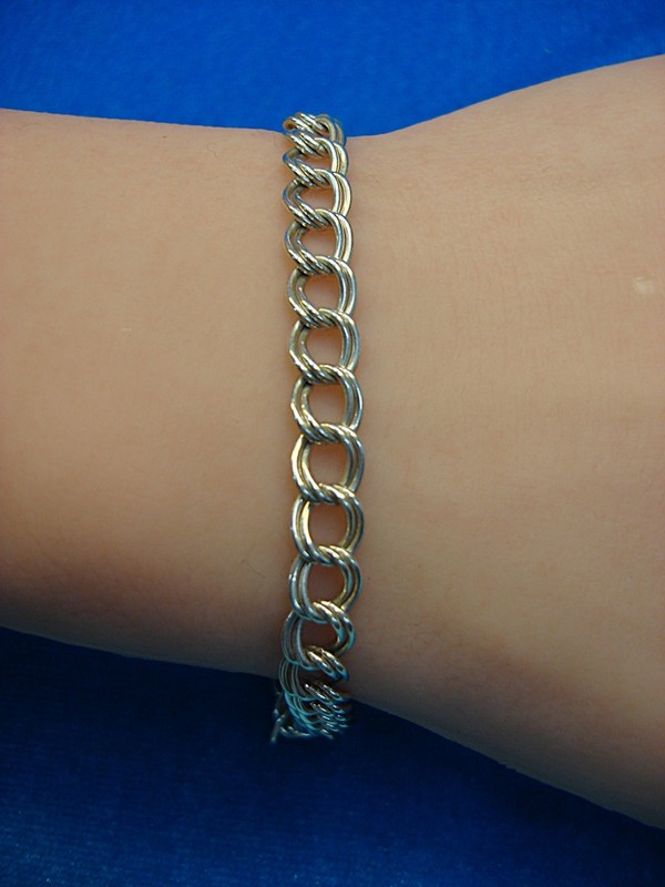 Sterling silver double link bracelet, 7 inches