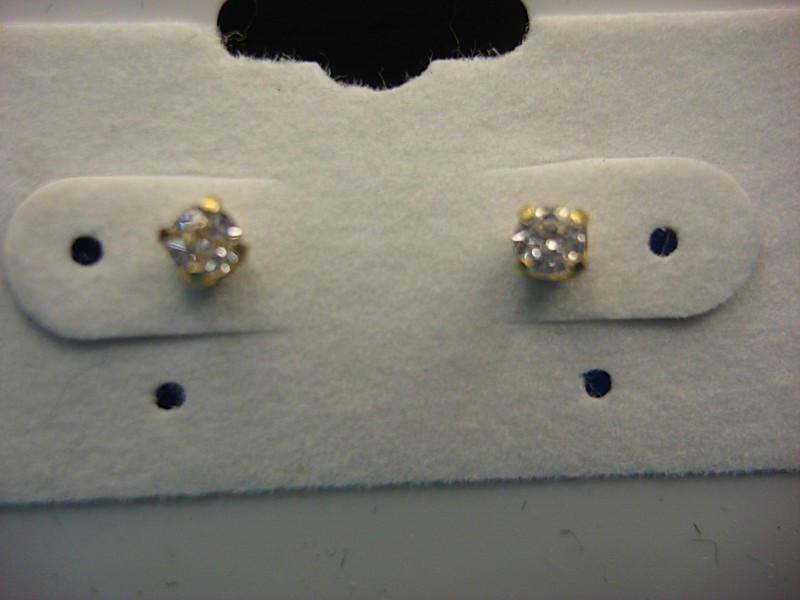 14K Yellow Gold CZ Stud Earrings