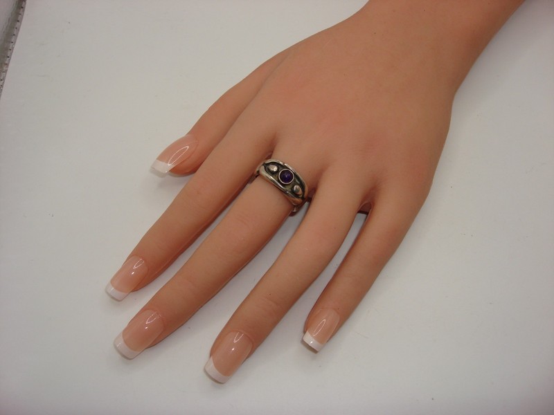 Vintage sterling silver amethyst healer ring, size 8, southwestern style