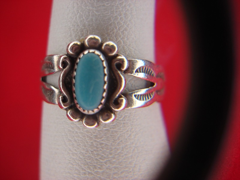 Sterling silver southwest turquoise ring by Bell Trading Co., size 3 1/2