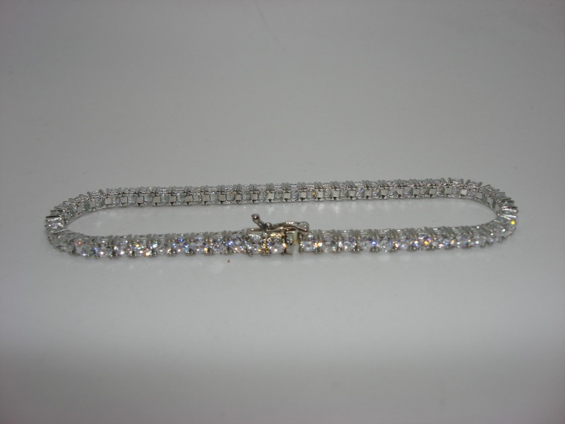 Sterling silver tennis bracelet with cubic zirconia stones