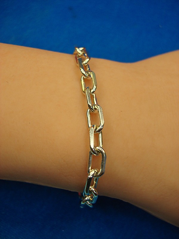 Solid sterling silver long link bracelet, 7 inches