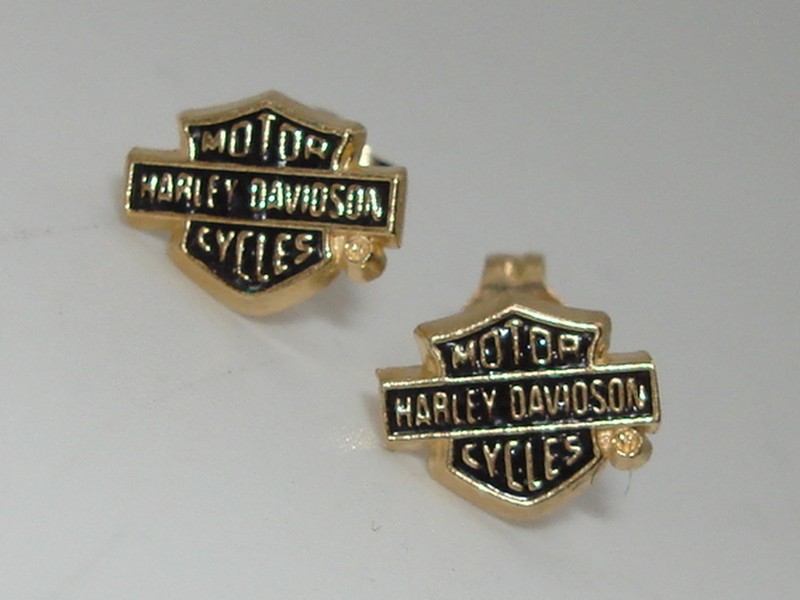 14K gold Harley Davidson stud earrings
