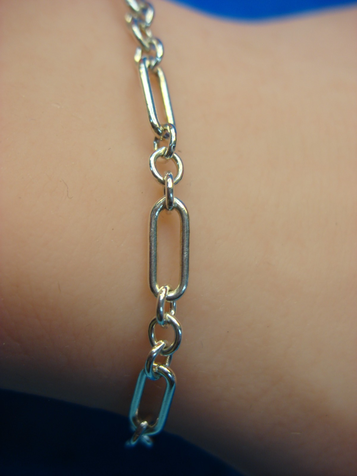 Sterling silver long link bracelet, 7 inches