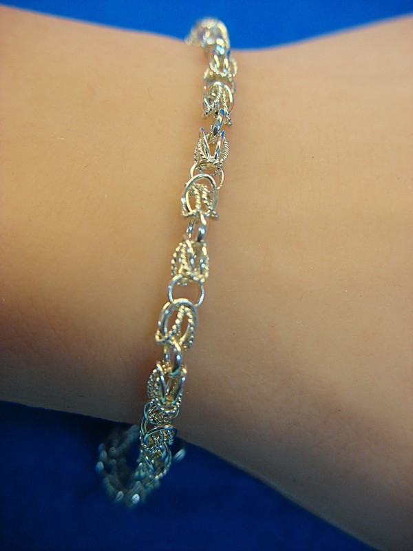 Sterling silver Byzantine link bracelet, 7 inches