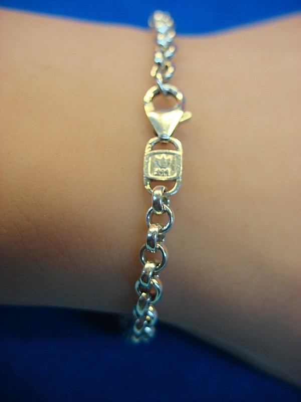 Solid sterling silver round link bracelet