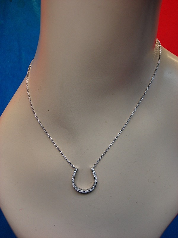 Sterling silver horseshoe necklace with diamond simulants