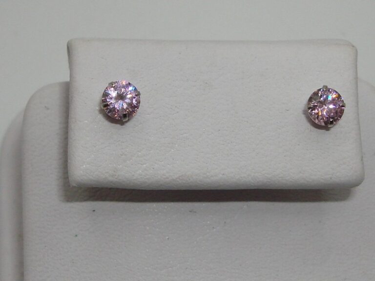 14K White Gold Pink Tourmaline Stud Earrings