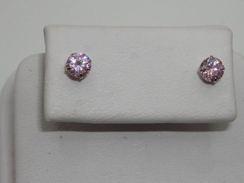 14K White Gold Pink Tourmaline Stud Earrings