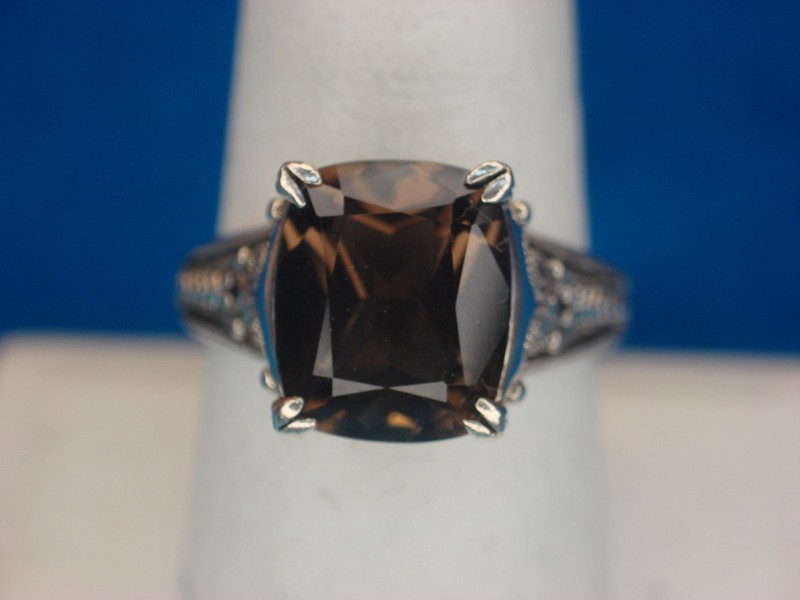 Sterling Silver Smoky Quartz Ring, Size 9