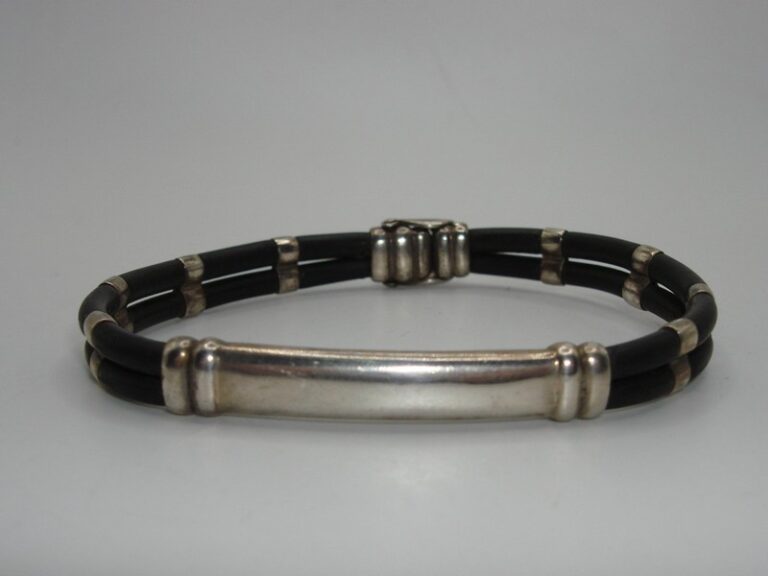 Unisex Leather and Sterling Silver Bracelet