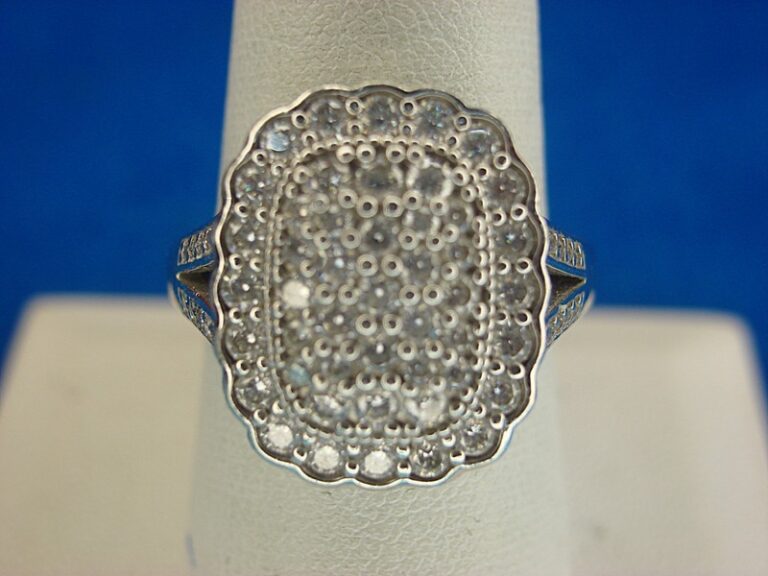 Sterling silver ring with cubic zirconia stones, size 8 3/4