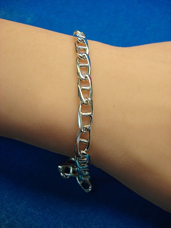 Solid Sterling Silver Anchor Chain Bracelet