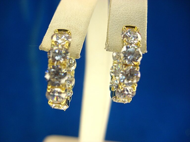 Sterling Silver Simulated Diamond Hoop Earrings