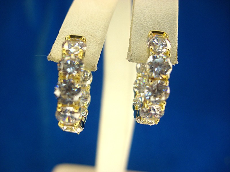 Sterling Silver Simulated Diamond Hoop Earrings