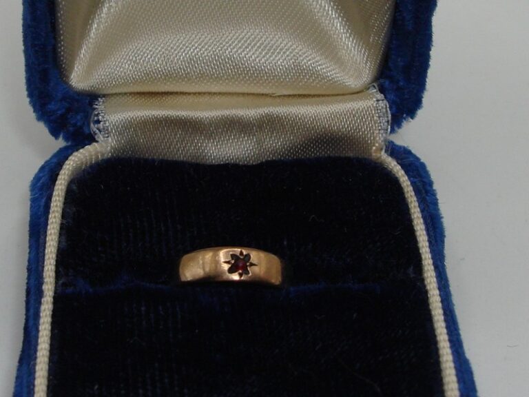 Antique Victorian 10k Rose Gold Star Gypsy Ring with Faux Ruby