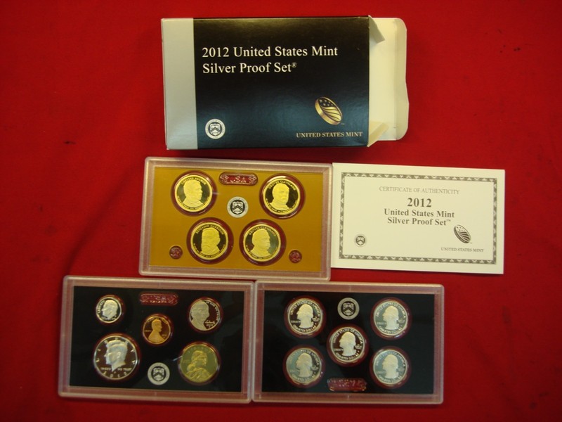 2012 United States Silver Proof Set, uncirculated coins in original box with COA