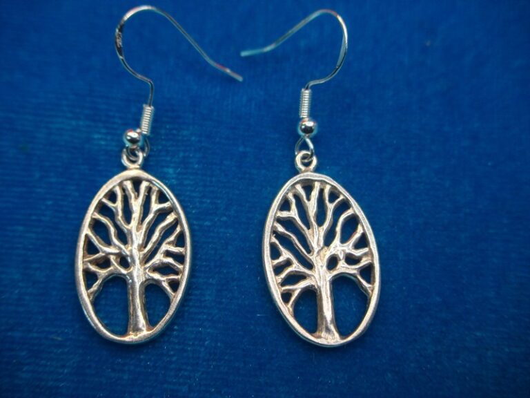 Sterling silver Tree of Life dangle earrings, 1 inch long