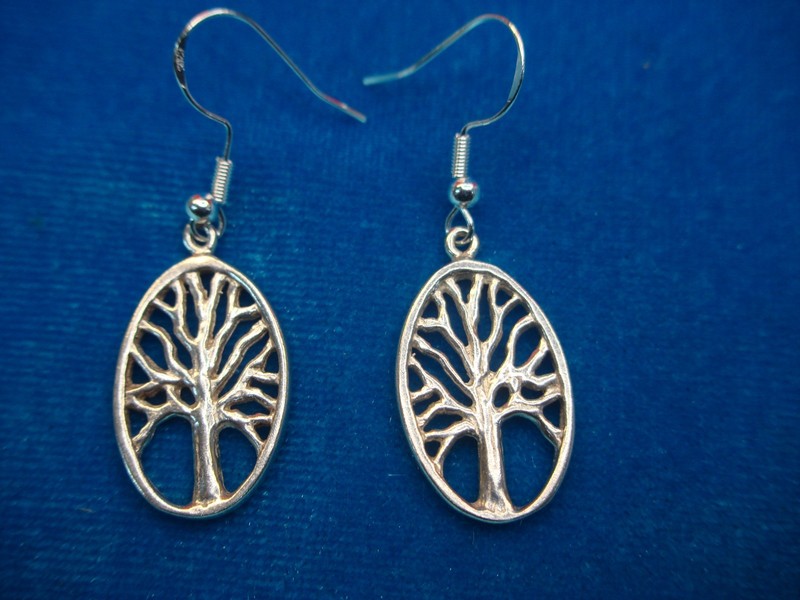 Sterling silver Tree of Life dangle earrings, 1 inch long