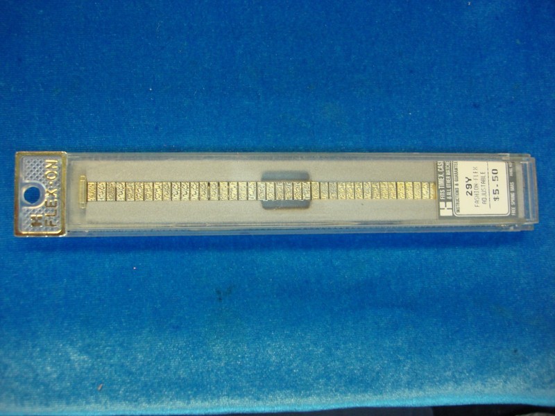 Vintage Kreisler Flex-On gold tone stainless steel watch band, NOS