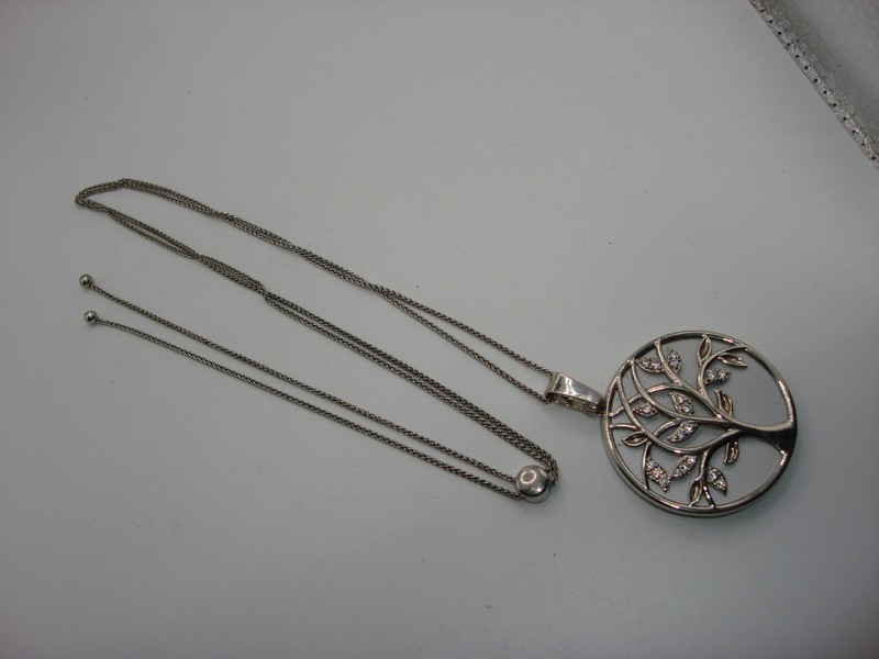 Vintage Tree of Life pendant necklace with mirror and magnifying glass