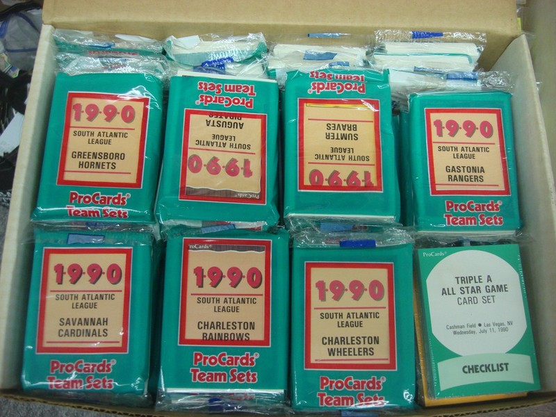 Complete set of 1990 ProCards Minor League Baseball cards, featuring 86 team sets and 2 All-Star sets.