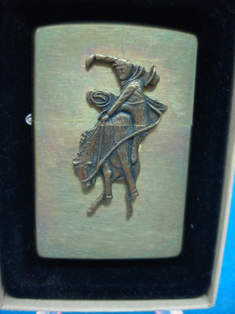 1997 Marlboro Bucking Bronco Zippo Solid Brass Lighter, new in box