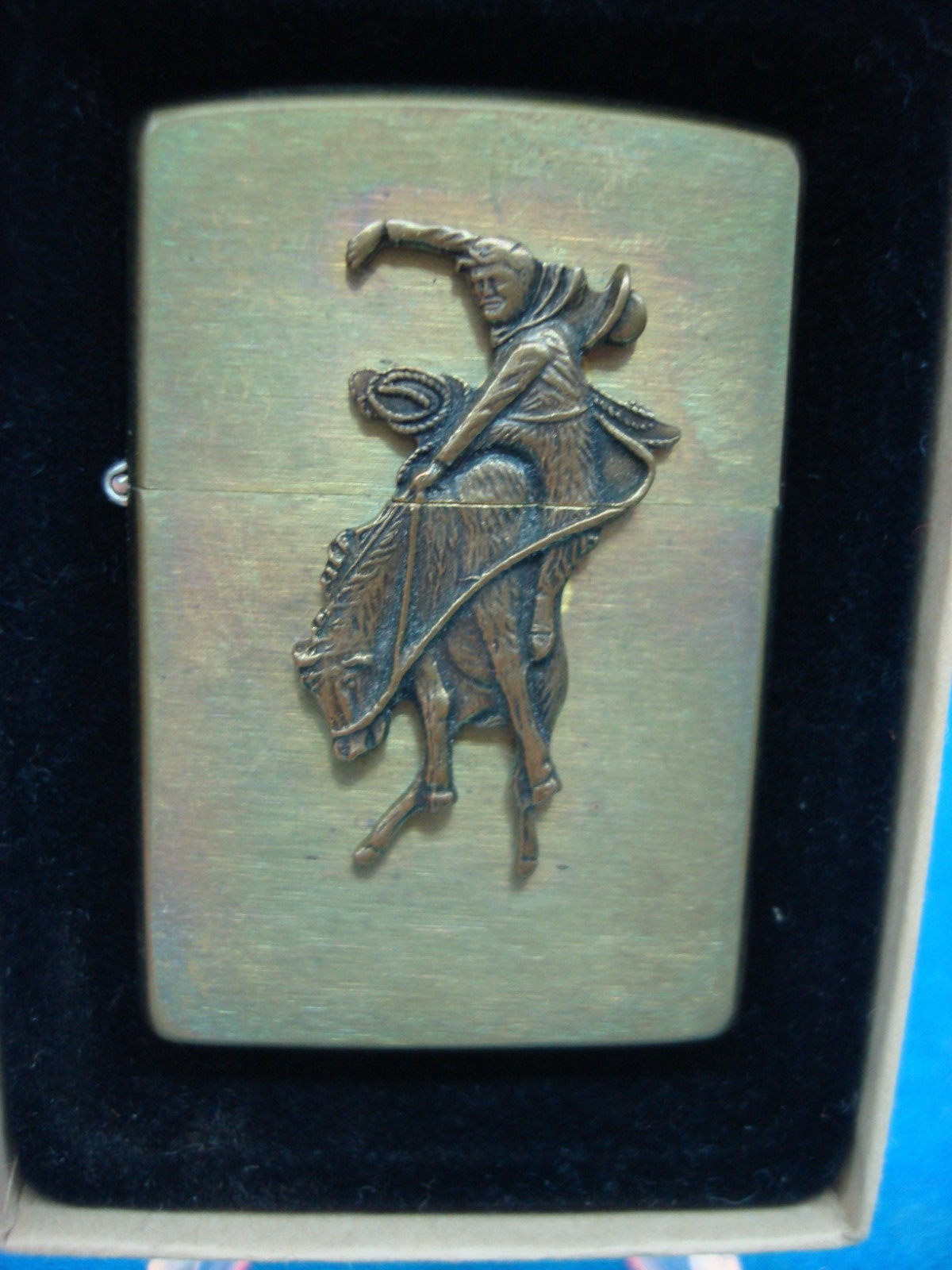 1997 Marlboro Bucking Bronco Zippo Solid Brass Lighter, new in box
