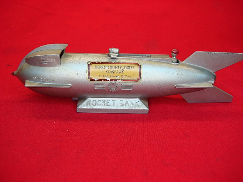 Vintage Mercury Rocket Coin Bank from Berks County Trust Co., PA