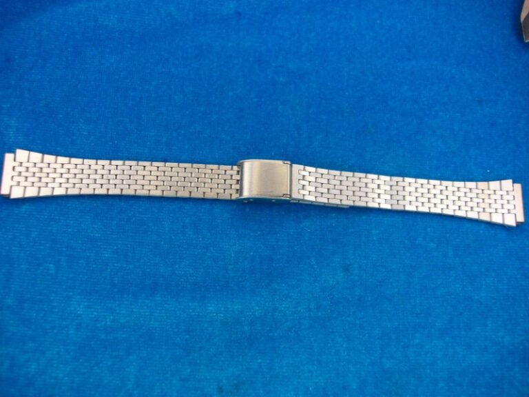 Vintage stainless steel wristwatch band, NOS, 12mm lugs, adjustable, 5/34" length