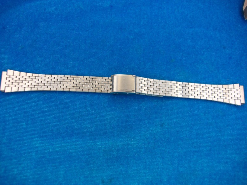 Vintage stainless steel wristwatch band, NOS, 12mm lugs, adjustable, 5/34" length