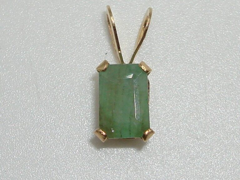 14K gold emerald pendant, petite and elegant