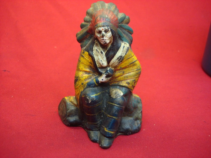 Vintage cast iron Indian Chief coin bank