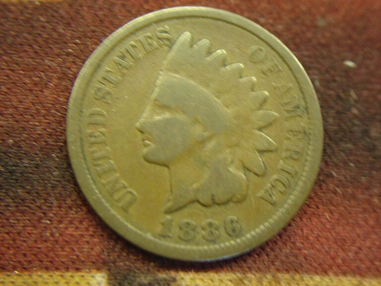 1886 Indian Head Cent Variety II coin in VG condition