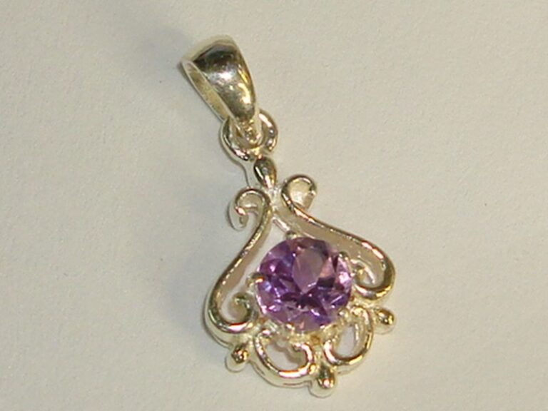 Sterling silver amethyst pendant with a swirl design